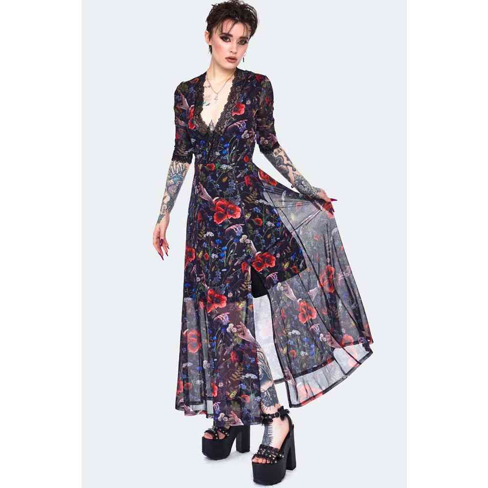 Jawbreaker - Night Meadow Maxi langes Kleid - Mehrfarben